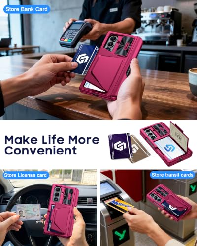 Image of for Samsung Galaxy Z Fold 8 Ultra Case Wallet, Screen Protector,S-Pen | Card Holder RFID Blocking, Slide Lens Cover, Hinge Protection, Shockproof Phone Cover for Z Fold 8 Ultra (Rose Red)