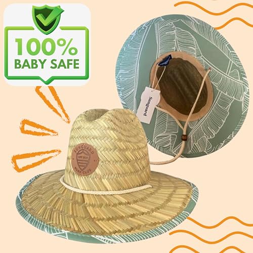 Sunguard Swim Baby, Kids Straw Hat (6mos-8yrs) UV Toddler Lifeguard Hat for Beach - Surf Hemlock Kids Sun Hat for Boys, Girls2