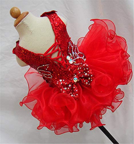 Junguan Baby Girls Handmade Cupcake Pageant Dress Little Girls Beaded Birthday Party Ball Gown Infant Princess Dress4