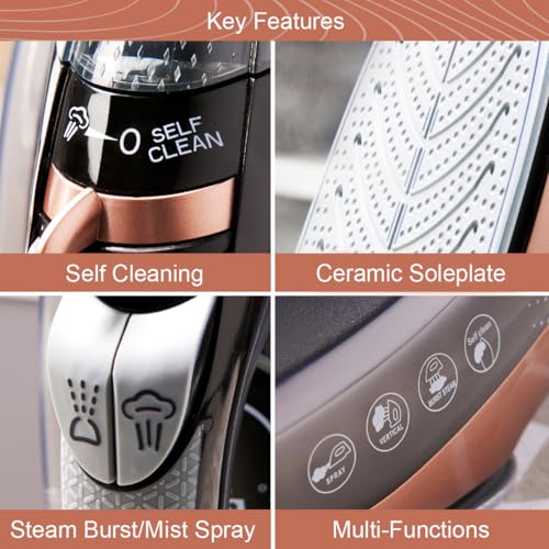 Quest 34149 Cordless Steam Iron / 2400W Electric Iron/Ceramic Soleplate/Self-Cleaning/Quick Heat-Up/Adjustable Temperature & Steam Output / 350ml Water Tank