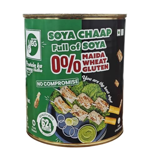 Image of MISTER VEG SOYA Chaap | High Protein Plant-Based SOYA Sticks | Ready to Cook Vegetarian Meat Alternative | Suitable for Tandoori, Curry & Grill Recipes | 500Gm - Pack of 1