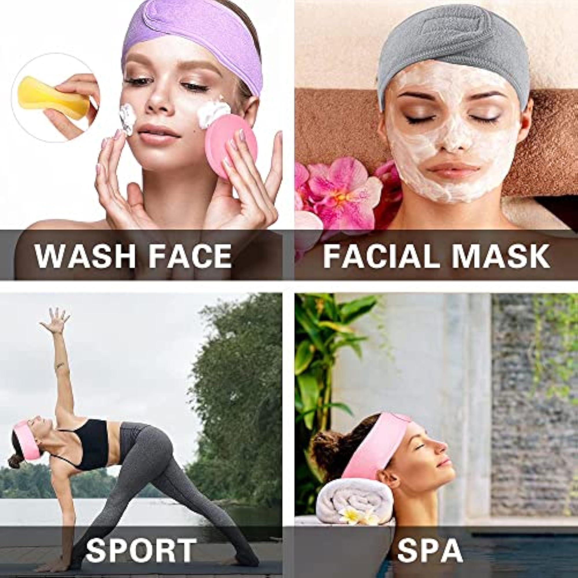 Women Facial Care Combo | Spa Headband + Face Pack Brush + Sponge