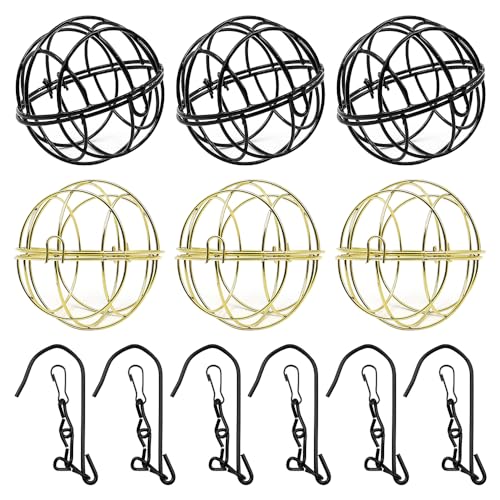 Tiardey 6 Pcs Fat Ball Holder, Metal Bird Feeder with S-Hooks, Hanging Bird Feeder for Hanging for Gardens Patios