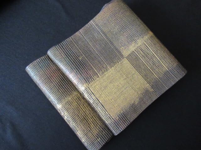 お仕立て代込＞藤山千春 「草木染手織物 吉野間道」 九寸名古屋帯