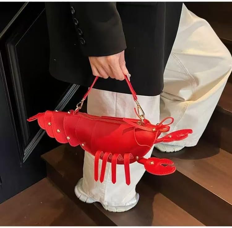 Cute 3D Lobster Shoulder Bag Crossbody Bag, Novelty Purse, Unique Animals Shaped Handbag for Women