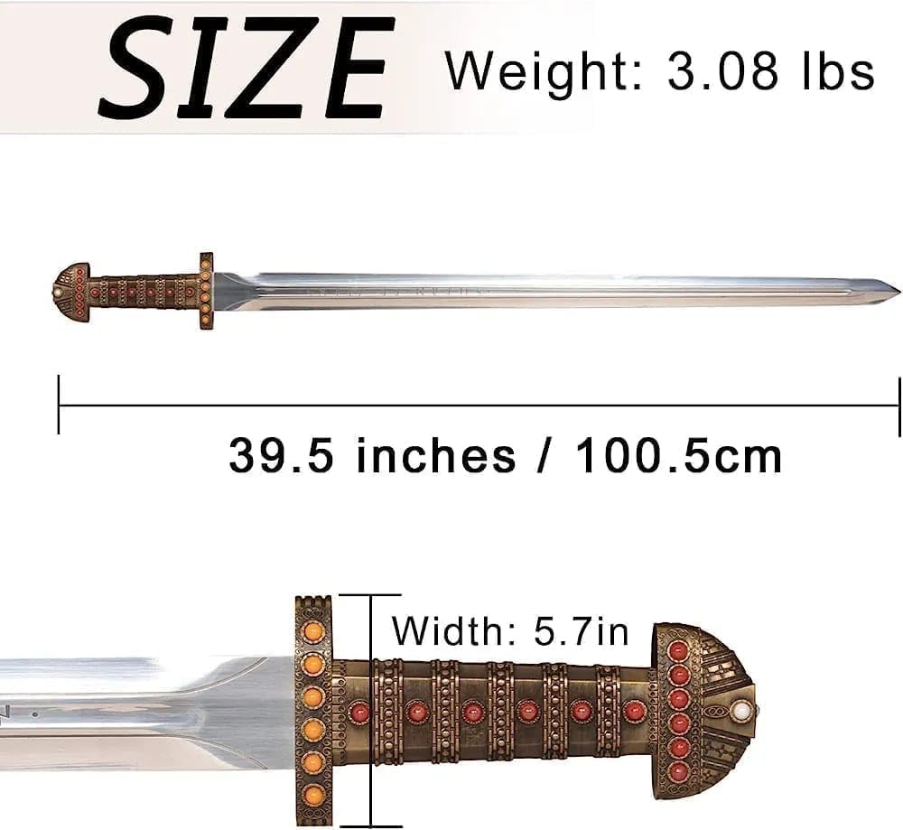 40 Inch Viking Sword of Ragnar Lothbrok - Viking Sword of Kings Ragnar Sword - Real Functional Swords - Real Vikings Sword Norse Swords |Medieval Sword| Gift for him - Image 8