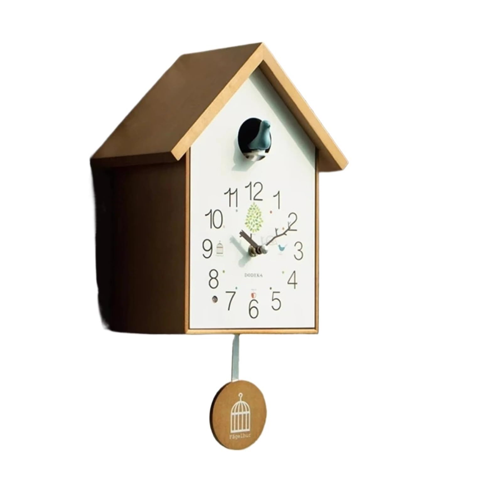 GOXQIT 1 Pcs Wood Cuckoo Clock With Bird Pendulum Clocks Musical Chiming Wall Decor Room Decorative For Living Room