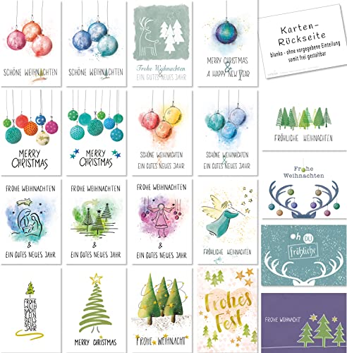 LifeDesign Weihnachtskarten Set 20 Postkarten Weihnachten 20er DIN A6 Postkarten Set Karten Blanko Weihnachtskarten klein Grußkarten Weihnachten Karte Weihnachtspostkarten Set für Weihnachtsgrüße