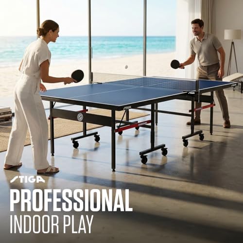 Image of STIGA Advantage Series Indoor Ping Pong Table, Foldable Table Tennis Table - 13, 15, 18, and 25mm Tabletops - Quickplay 10 Minute Assembly - Playback Mode - Recreational- to Tournament-Level