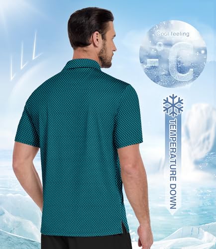 ZITY Men's Golf Polo Shirt Short Sleeve Performance Moisture Wicking Collared Print Shirt for Golf and Casual Wear3