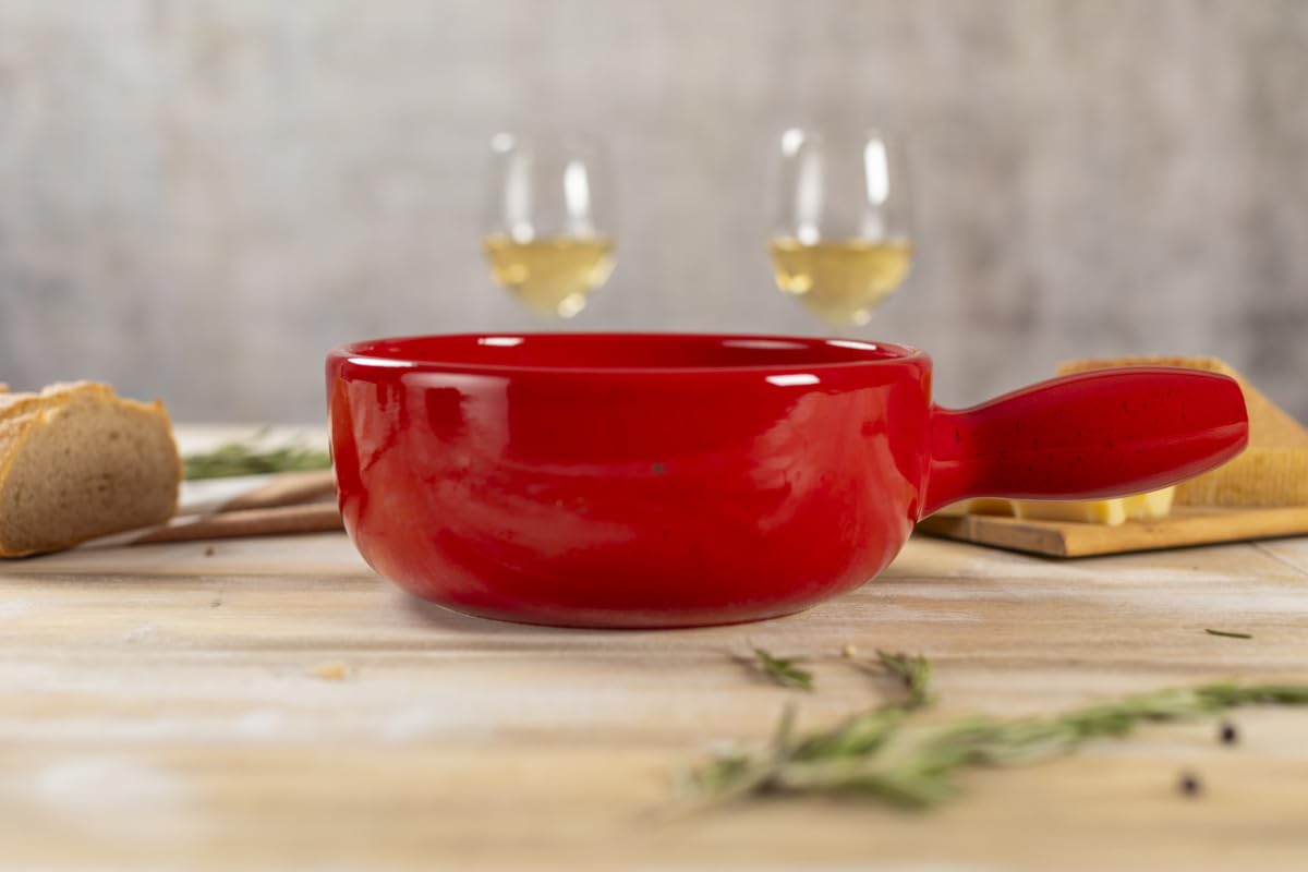 KUHN RIKON Caquelon Rot Keramik 21 cm Handarbeit Fondue Käsefondue