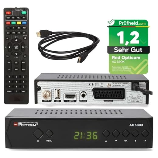 RED OPTICUM HD Sat Receiver für Satellitenschüssel mit Aufnahmefunktion S-Box PVR - Timeshift, HDMI, SCART, USB, Coaxial - Digital TV Receiver für Satelliten/Satellit + HDMI Kabel