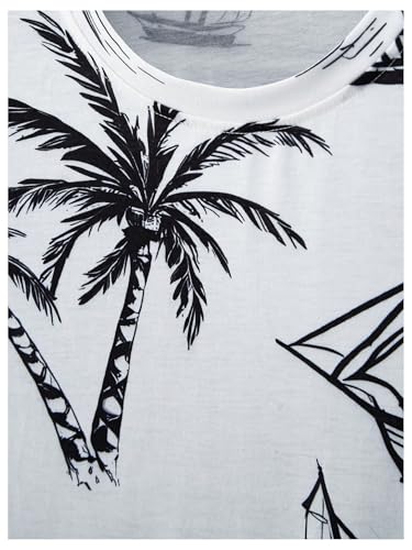 Men's 2 Piece Outfits Tropical Graphic Short Sleeve T-Shirt and Drawstring Waist Shorts Sets3