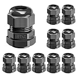 VCELINK 10 Pcs 1/2' NPT Cable Glands Nylon Waterproof, IP68 PA66 Cord Connectors, NPT 1/2' Wire Entry for Electrical Boxes, Strain Relief Wire Grommets, Black