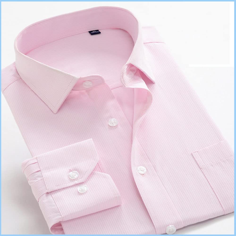 HGJH Hemdjacke Herren, Langärmliges Thermohemd Für Herren Großes Freizeithemd Mit Streifen In Rosa Button-Down-Baumwollholzfäller-Bequemhemd Lässiges Arbeitshemd Für Männer Und Jungen