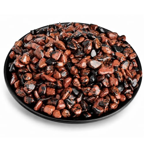 Image of Polished Mahogany Obsidian Crystal Chips Bulk 200 Pcs - 0.3 inch Small Colorful Tumbled Stone Chips Rocks, 10 oz Crushed Sea Glass Vase Filler Stones for Healing, Reiki, Crafting, Home Decor