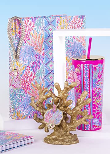 Lilly Pulitzer Leatherette Airtag Keychain, Cute Air Tag Holder, Novelty Seashell Shaped Airtag Key Ring For Luggage, Car Keys, Or Dog Collars, Splashdance #TOP4