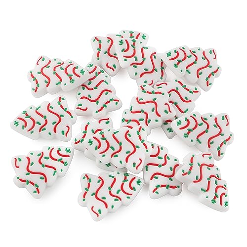 Sunrony 15PCS Silicone Focal Beads for Keychain Making Christmas Tree Character Focal Silicone Beads for Pens Bracelet Necklace Crafts (White Christmas Tree)