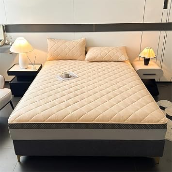 Waterproof Mattress Cover, Customizable Mattress Protector, Cotton Surface Quilted Mattress Protector,Anti-Pilling,D,90x200cm