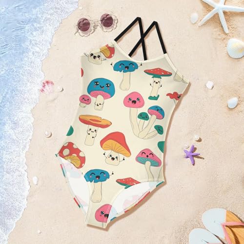Image of Girls one Piece Swimsuit Summer UPF 50+ Quick Dry Beach Bathing Suit with Straps Swimwear 3-10 Years