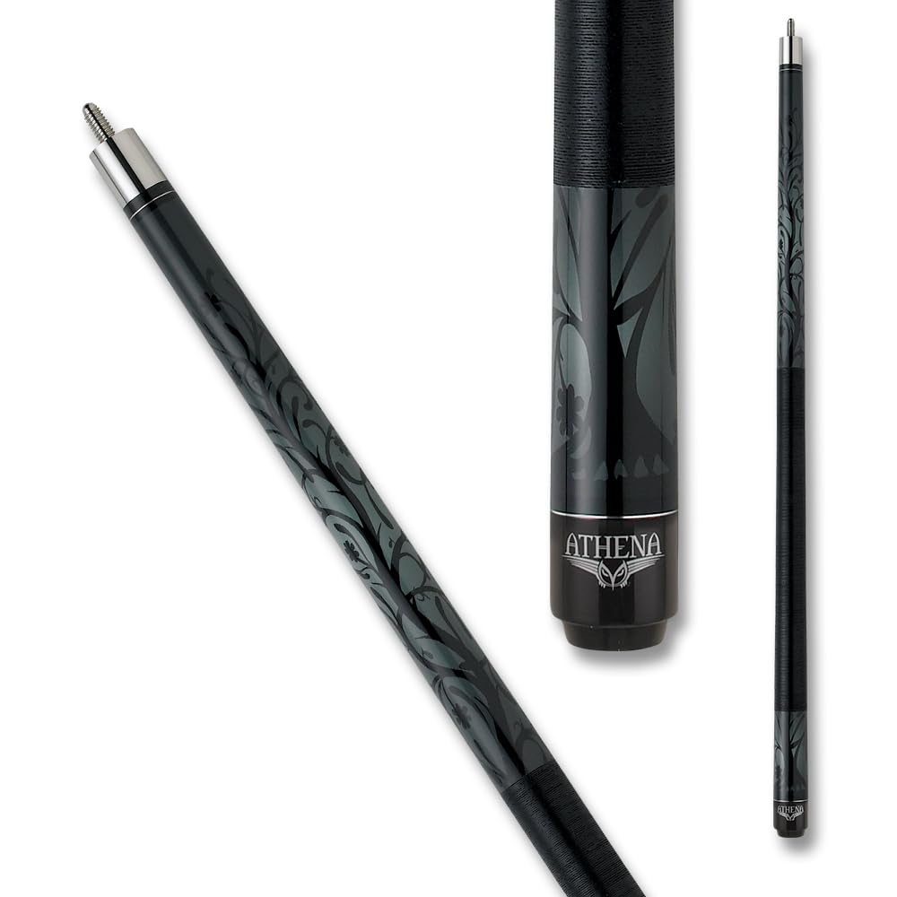 Athena ATH23 Pool/Billiards Cue - Black and White Tree/Vine Silhouette - 20oz