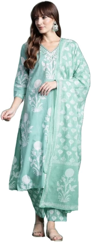 Women Kurta Palazzo Set with Dupatta | Kurti Pants Festive Traditional Dress Ready to Wear