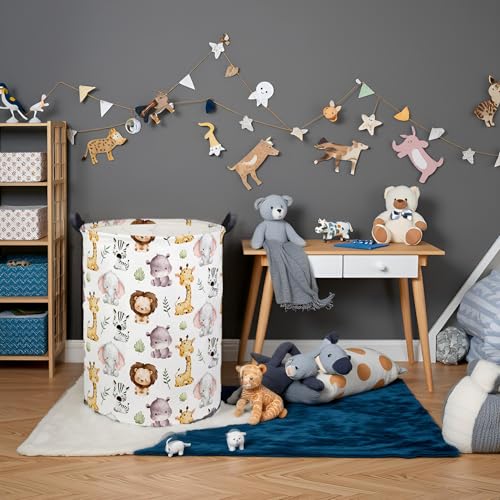 Image of Animal Baby Laundry Basket Kids Hamper Animal Toy Storage Bin for Boys Room Decor Baby Nursery Hamper Gift Baskets for Bedroom Bathroom(Lovely Animal)
