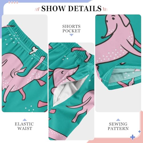 Boys' Pants Dogs Dachshunds Funny Pink Long Bottoms Jogger Pants Elastic Waist Trousers with Pockets S-XL4