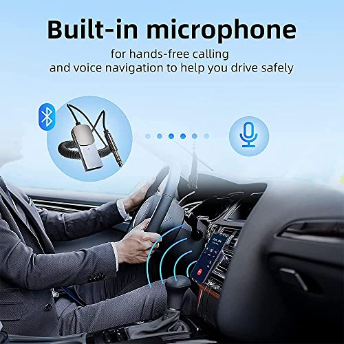 Adattatore Bluetooth Aux, ricevitore wireless Bluetooth v5.0 da USB a jack da 3,5 mm, ingresso AUX per chiamate in vivavoce, Plug & Play, accensione automatica per altoparlanti auto, audio domestico