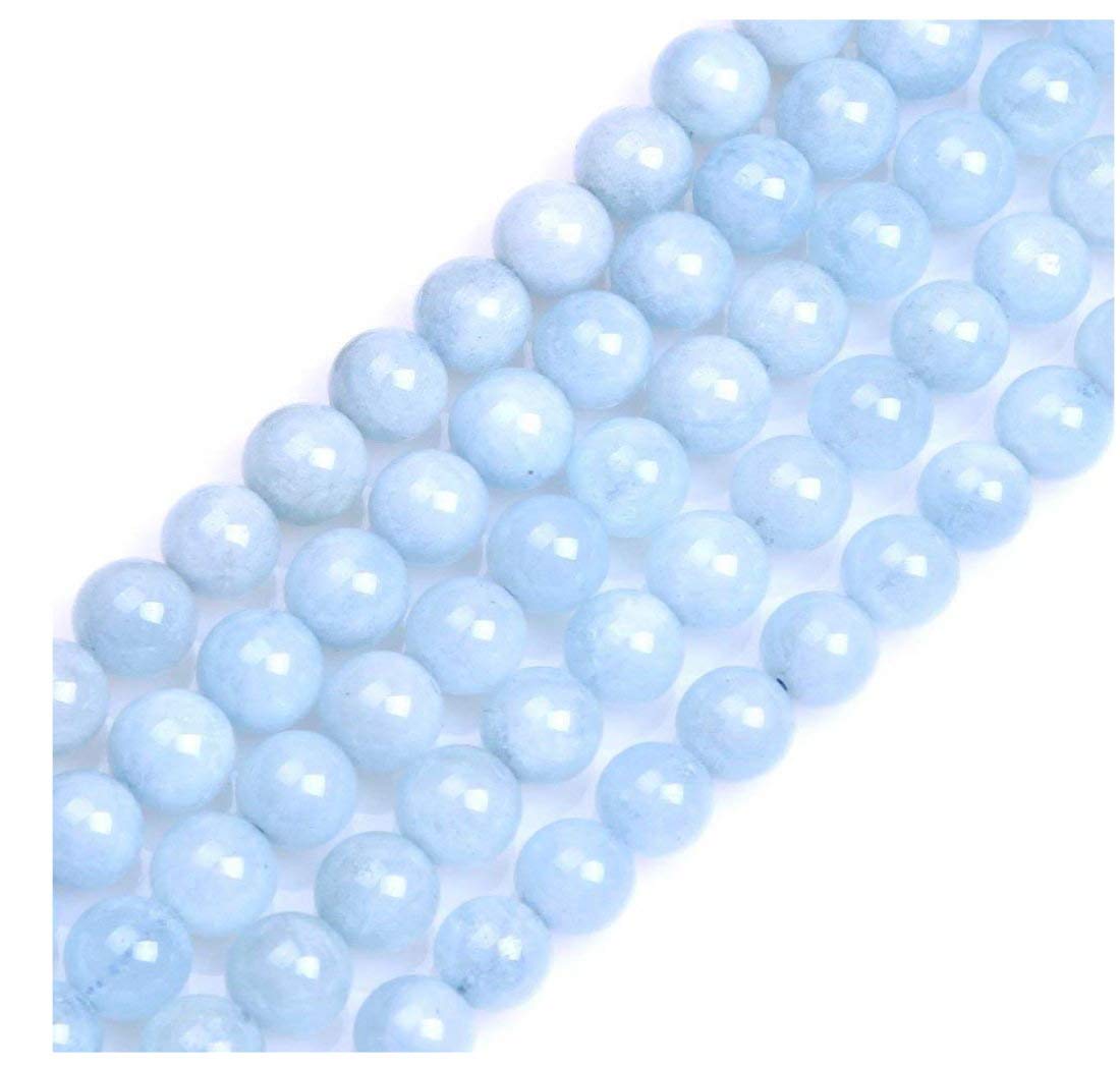 4 Strands Aquamarine Crystal Quartz Healing Gemstone 6mm (0.24 Inch) Loose Round Stone Beads (232-248pcs total) for Jewelry Craft Making GS21-6