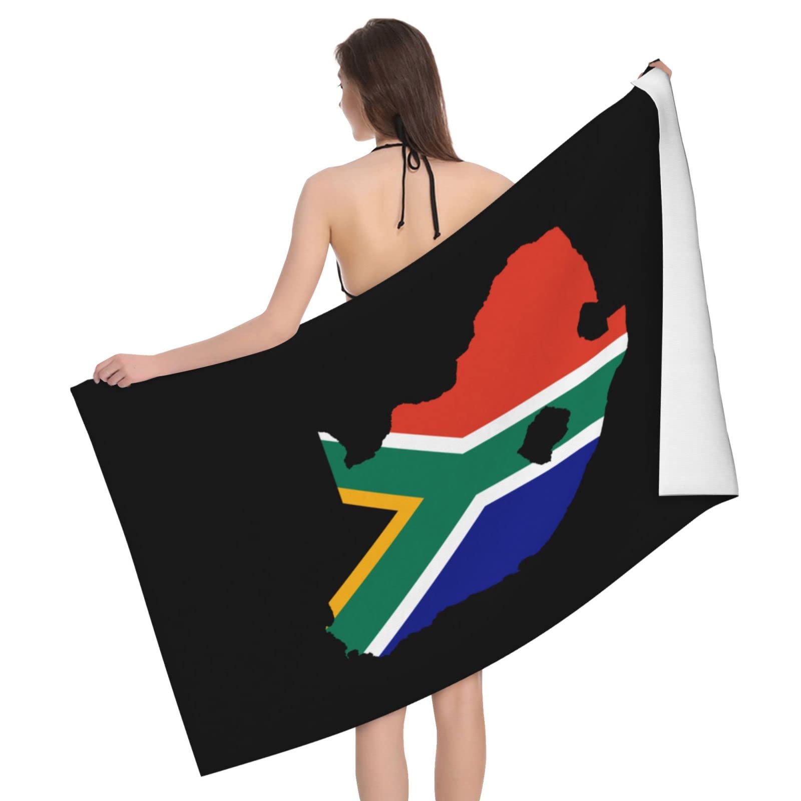 Lsjuee Flag Map of South Africa Microfiber Beach Towel Absorb Water Quick Dry Bath Towel, for Beach, Swimming Pool, Camping