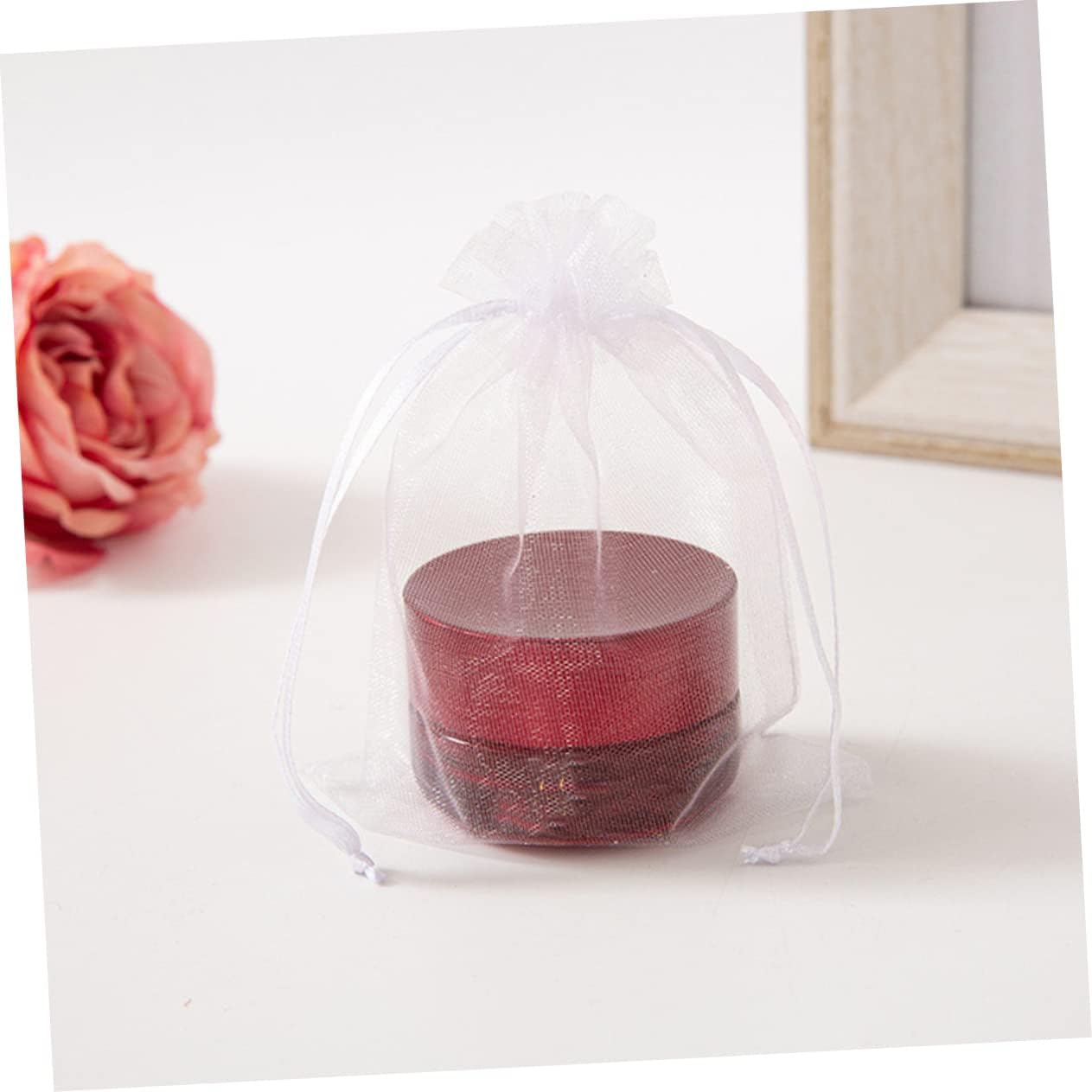 SOESFOUFU 200pcs Drawstring Gauze Bags for Jewelry Storage Organza Pouches for Portable Cloth Favor Bags for Weddings and Festivals
