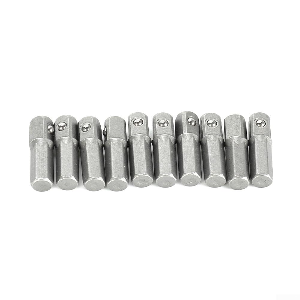 Set di adattatori per bussola, 10 pezzi, con codolo esagonale da 6,35 mm a 1/4", convertitori per utensili elettrici e trapani, 25 mm