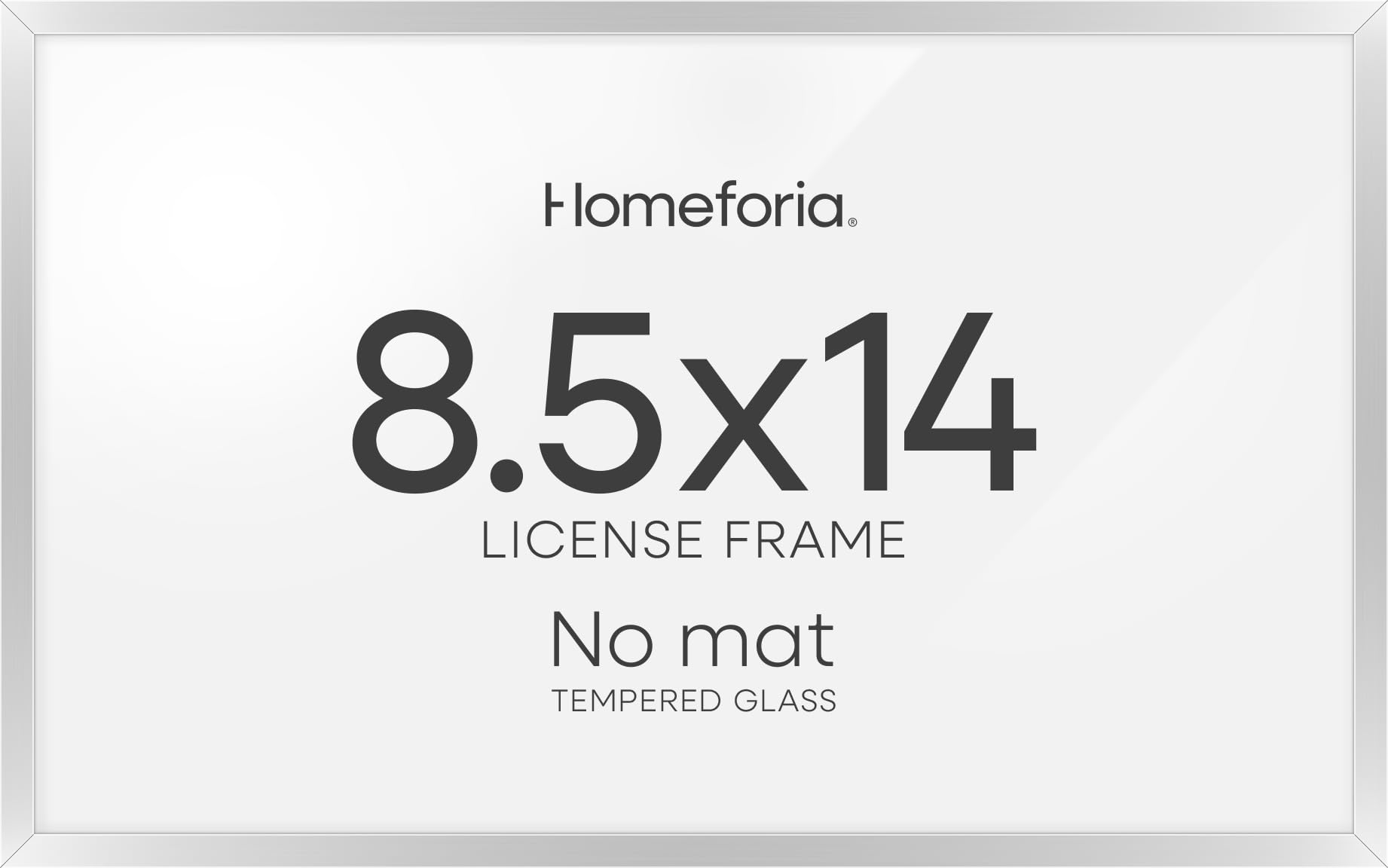Homeforia 8.5 x 14 Marriage License Silver Frame, High End Metal 8.5x14 Marriage Certificate Frames, 14x8.5 Picture Frame for Wall &amp; Tabletop, 8.5 by 14 Photo Frame, Tempered Glass, Wall Kit, Set of 2