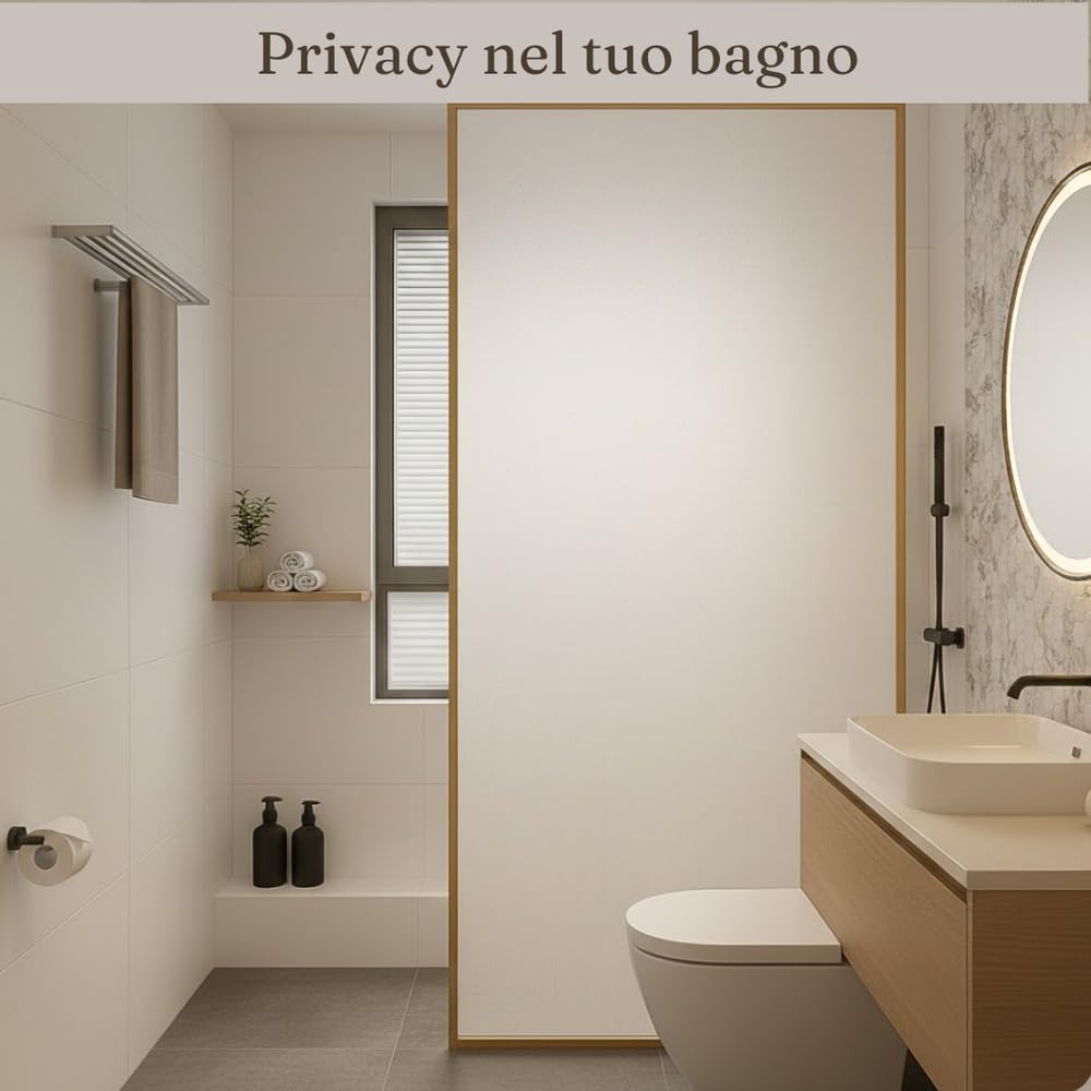 Pellicola Privacy Vetri Finestre (SATINATO, 44 X 200CM) Professionale - Schermo Oscurante Ufficio e Casa - film Anti-UV Grandi Vetrate, Statico, Senza Colla Riutilizzabile