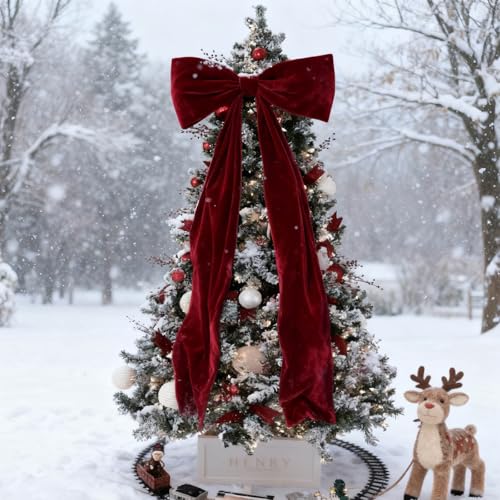 Weihnachtsschleife Burgunderrot 130x50 cm Extra Groß | Samtschleife...