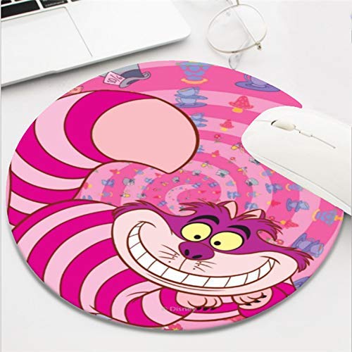 Computer Gaming Mouse Pad Waterproof Non-Slip Rubber Material Round Mouse Mat for Office and Home(8 Inch)-Cheshire Pink cat Smiling