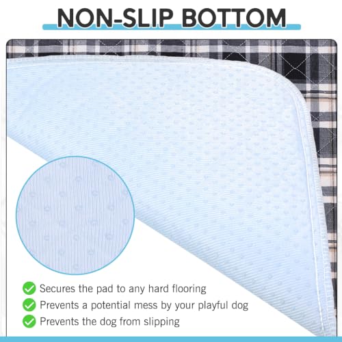 Image of Washable Pee Pads for Dogs - 18 inchx24 inch 2PCS, Whelping Pad for Puppy Training, Playpen Crate Bed Floor Protector, Reusable Dog Potty Pads Non-Slip, Super Absorbent & Odor Controlling, Black Plaid