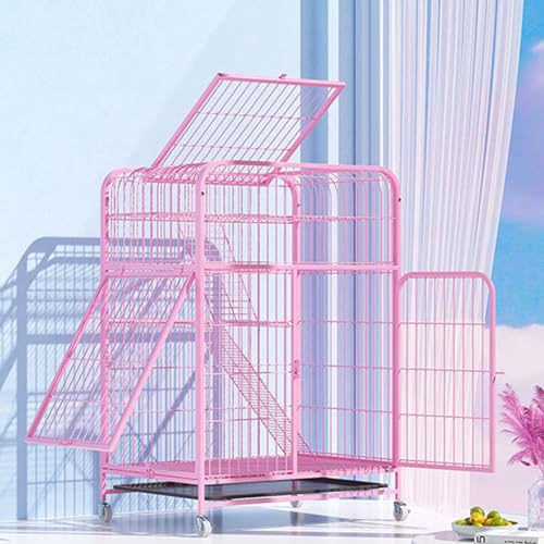 XADBDM 猫ケージ キャットケージ 鉄製フレーム 多階層 猫けーじ 室内用 厚みのある角パイプフレーム 丸みを帯びたエッジ 回転式ホイール付き 畳み式移動便利 組み立て簡単 多頭飼い 猫用ケージ 保護 頑丈で安定 広々とした空間 猫脱走防止 室内飼い(