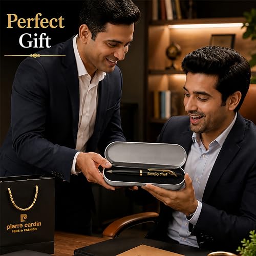 Image of SAVRI Personalized PC Black Slim Ball Point Pen - Name & Message Engraved on Case - Ball Pen with Twist Mechanism | Ideal for Festive & Corporate Gifting, Christmas, New Year | Customized Gifts