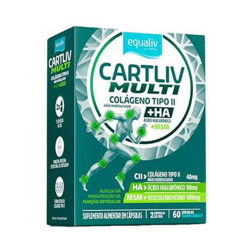 Equaliv Cartliv Multi Colágeno Tipo 2 60 Cápsulas e Ácido Hialuronico