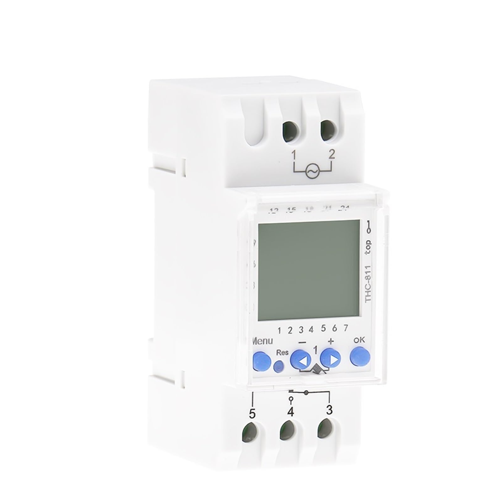 THC-811 Schienenmontierte 24 Stunden Digitale Zeitschaltuhr mit 6 Sprachen Wochentimer Urlaub 16A 220V