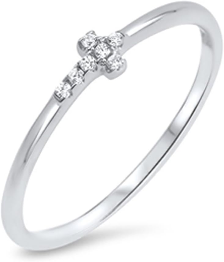 CHOOSE YOUR COLOR Sterling Silver Sideways Cross Ring