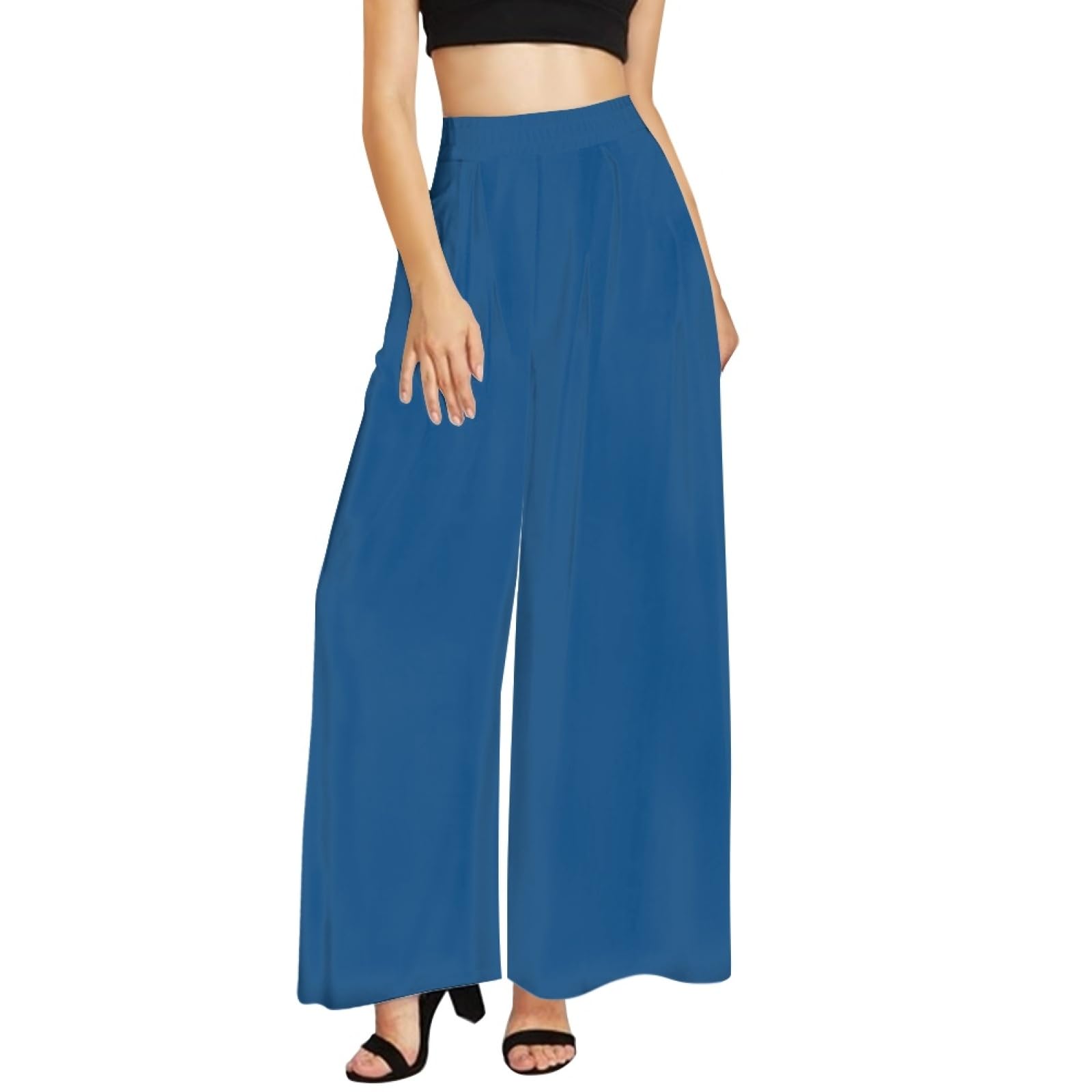 Irisjudy Womens Soft Palazzo Wide Leg Pant for Work Casual Flowy Pants Plus Size Yoga Leggings Loose Fit