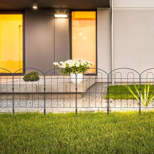 LIANTRAL 28 Stück Dekorativer Gartenzaun, Tier Barriere Zaun, rostfreier Metalldraht, Kein Graben-Zaun Patio-Grenze Tierzaun für Hunde Kaninchen im Freien Patio, 61 cm (H) x 9,24 m Gesamtlänge