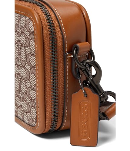 COACH Charter Slim Crossbody in Micro Signature Jacquard, Cocoa/Burnished Amber