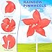 M METERXITY 10-Pack Five Blades Rainbow Pinwheels, 9.4 Inch Plastic Wind Spinners Outdoor Flower Windmill for Party Decorations/Yard/Garden, Toy Wind Spinners [Red]