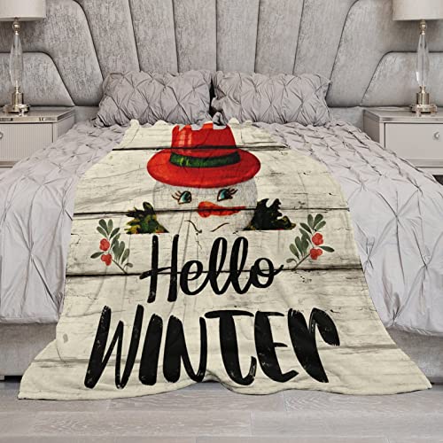 Couverture Hello Winter chaude en flanelle pour se réchauffer au lit