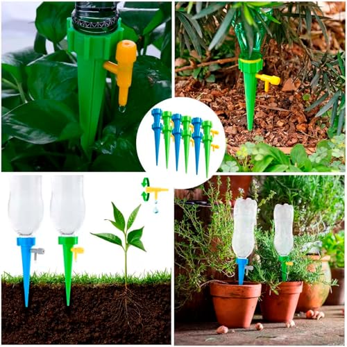 24 Gotejador Bico Automático Acoplável Garrafa Irrigação Regulavel Vasos Plantas Jardim Aspersão Got