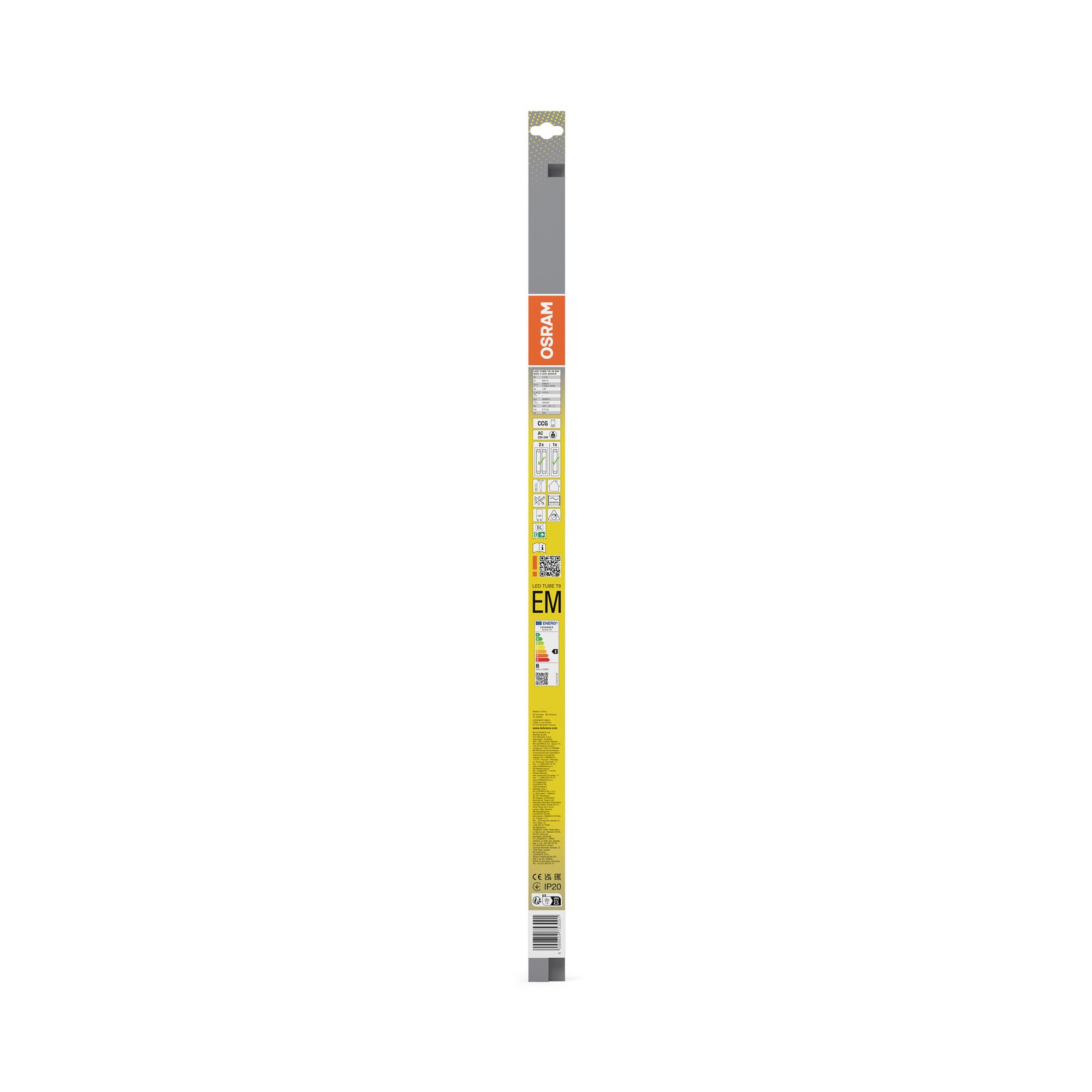 OSRAM TUBO LED T8 18 EM blanco cálido 3000 K 7.4 W 900 lm